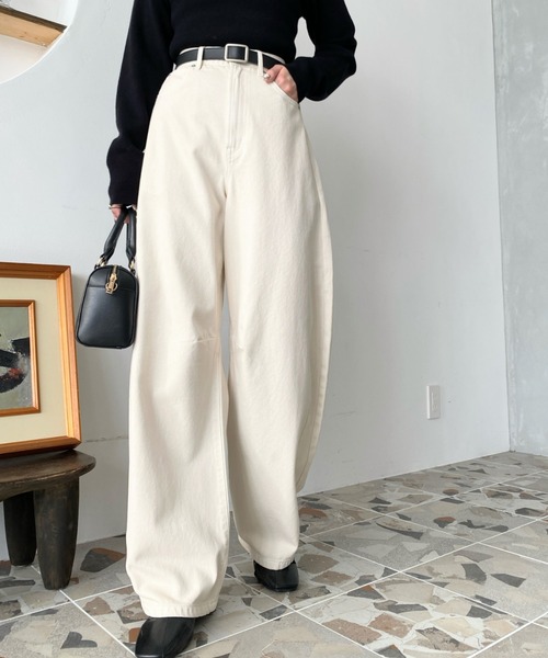 「moment+」 デニムパンツ L ブルー レディース_画像7
