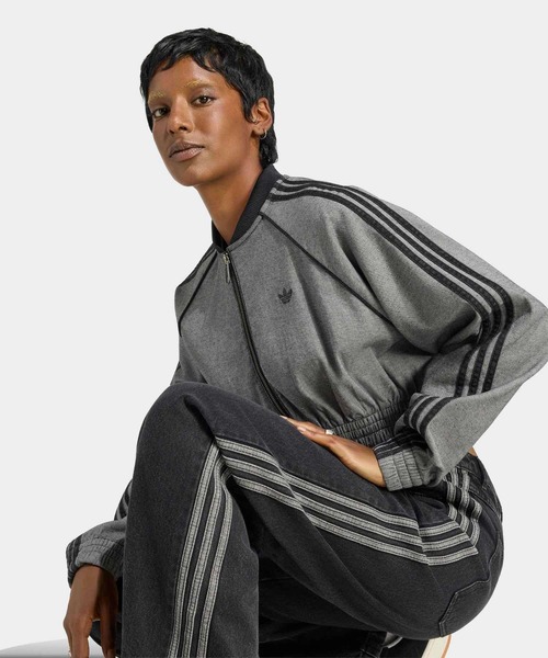 アディダスオリジナルス　レディース　トラックジャケット S　グレー　短丈 adidas（アディダス） ジャージ SST デニム トラックトップ / ジャージ