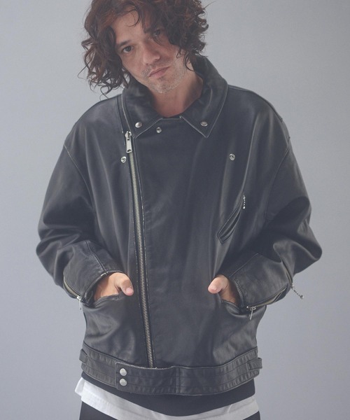 G-STAR RAW 革ジャン ライダース Biker Leather Jacket/シングルレザー