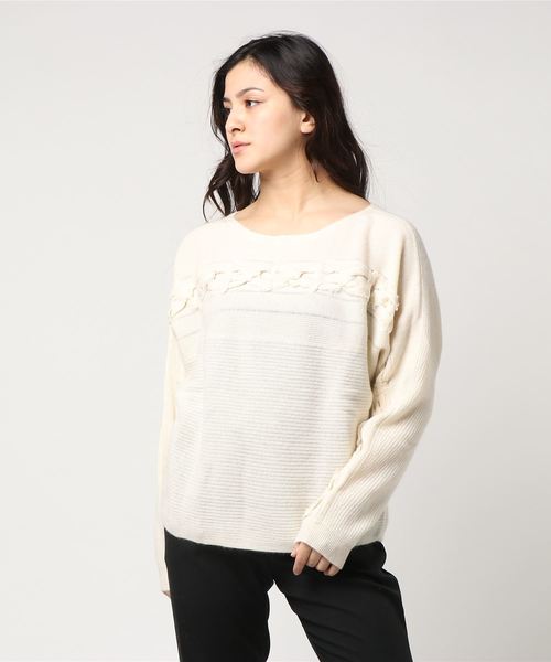 ニット セーター 「WHITE+WARREN」HAND  WOVEN DETAIL PULLOVER レディース