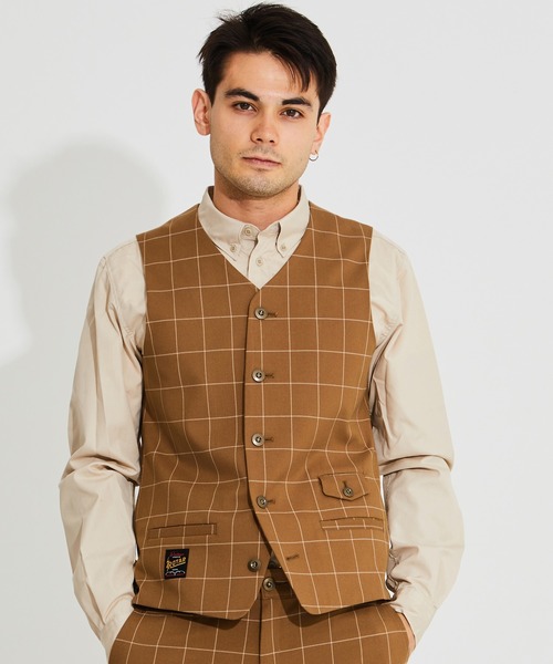 ROTAR（ローター） ベスト Windowpane Stretch Vest ウィンドウペン 