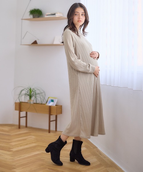 マタニティ セレモニーフレアワンピース ANGELIEBE マタニティワンピース 授乳服 フレア セレモニー
