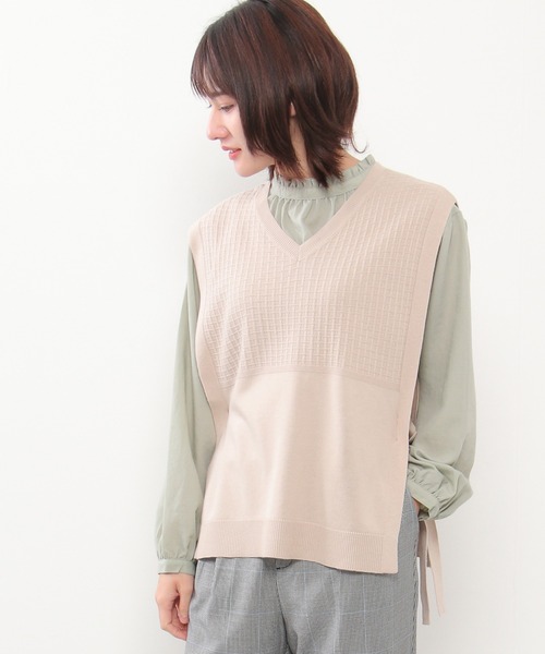 ikka（イッカ） ベスト ジレ サイドリボンニットベスト レディース