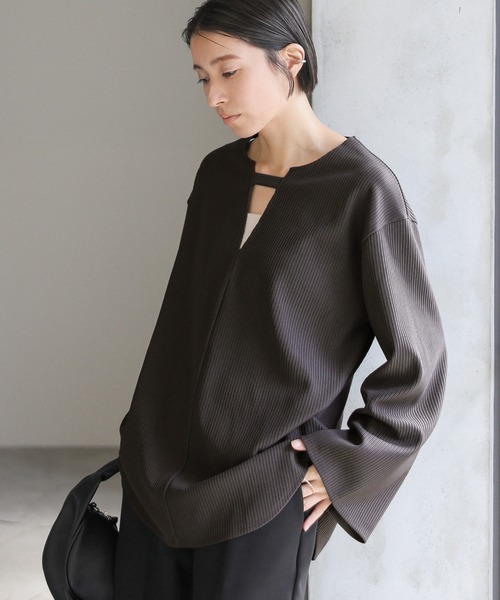 select MOCA（セレクトモカ） tシャツ キーネックリップルワイド