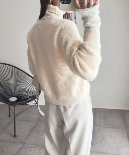SACRA Vネック モヘア混 ニット カーディガン 長袖 冬新作 秋冬 ふわふわ モヘア ニット カーディガン Vネック セーター