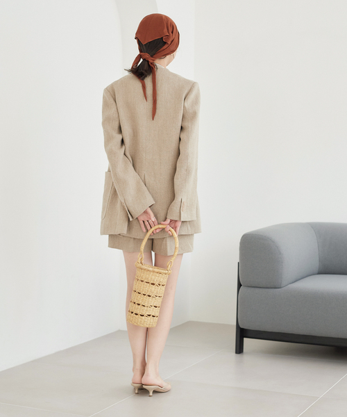 【美品】◎Plage◎R’IAMリネンノーカラージャケット セール 30%OFF】【R'IAM】リネンノーカラージャケット(505945269