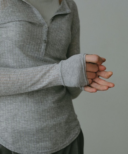 ETRE TOKYO 新作 完売 シアーストライプヘンリーネックトップス 透け感 ETRE TOKYO 新作 完売 シアーストライプヘンリーネックトップス