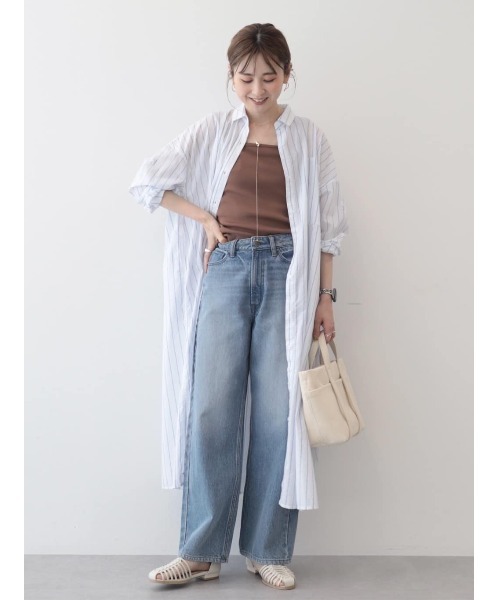 ワンピース 丈違いラメストライプワンピース レディース : 83504214  