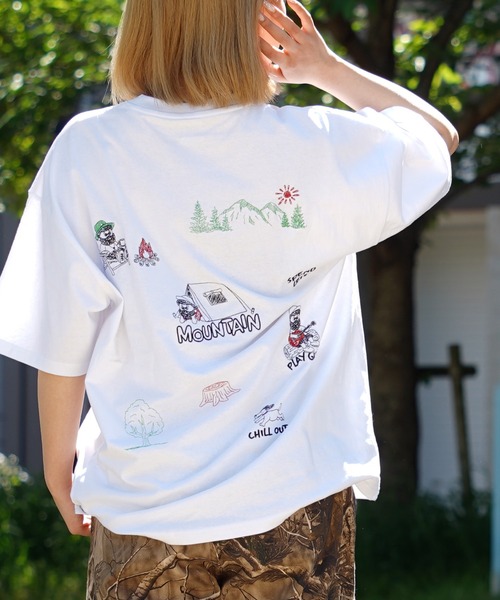 tシャツ 「unisex」イラスト 総刺繍 Tシャツ / 綿100% ルーズ