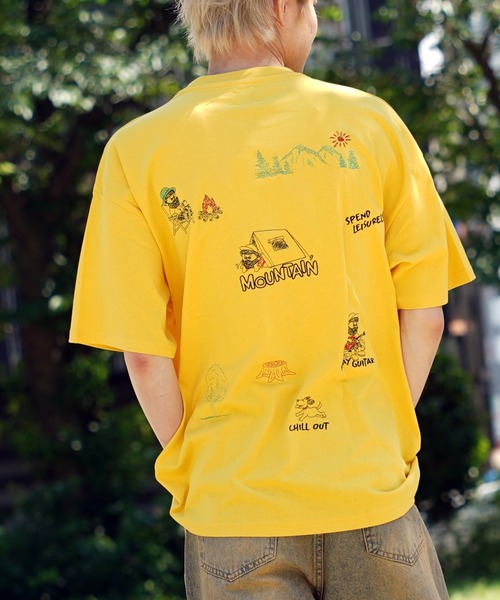 tシャツ 「unisex」イラスト 総刺繍 Tシャツ / 綿100% ルーズ