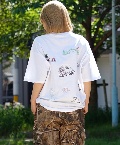 tシャツ 「unisex」イラスト 総刺繍 Tシャツ / 綿100% ルーズ