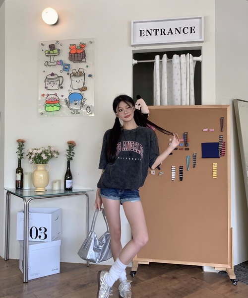 DEVICE tシャツ フロント ロゴ プリント ピグメント 韓国