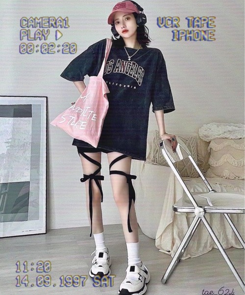 激レアデザイン古着！パンクテイスト女の子ビッグプリントTシャツ ブラック ワンフォークロージング 1111clothing バンドT メンズ