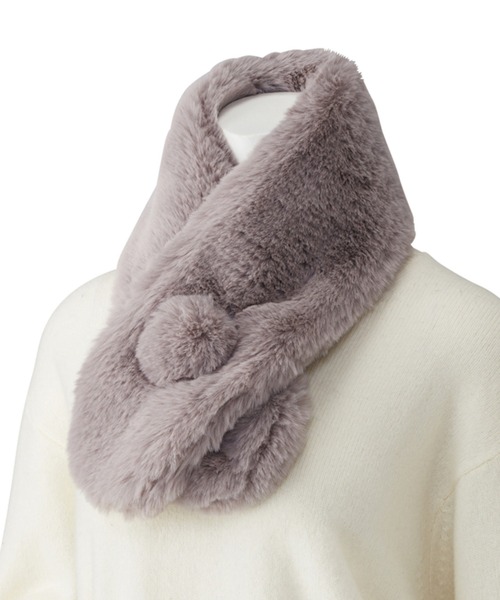 estaa マフラー ストール ふわもこフェイクファー ”うさしっぽ