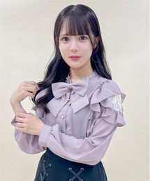 axes femme ビッグリボン　チェック　カットソー　長袖　生成り　姫ギャル axes femme ビッグリボン チェック カットソー 長袖 生成り 姫ギャル