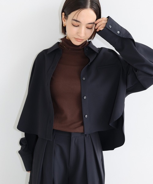 evernavy ブラウス シャツ TRストレッチショートシャツジャケット