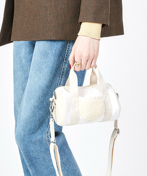 ■LeSportsac■DENIM ROLL BAG デニムシェルパ DENIM ROLL BAGブラックデニム/ブラックシェルパ（ミニバッグ