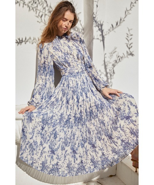 エステラケー　Estella.K プリーツプリントドレス　ワンピース　ピンク Estella.K ワンピース Jane Belted Dress プリーツプリント
