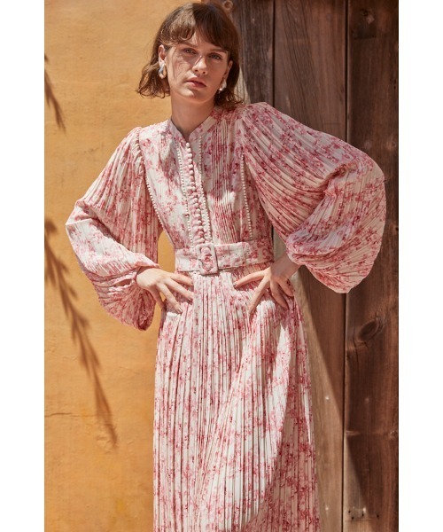 Estella.K ワンピース Jane Belted Dress プリーツプリント