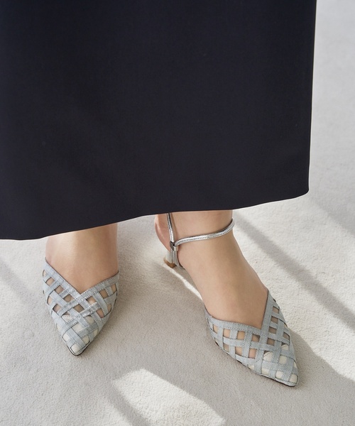 LE TALON パンプス 5cmポインテッドGINGHAMアンクルパンプス