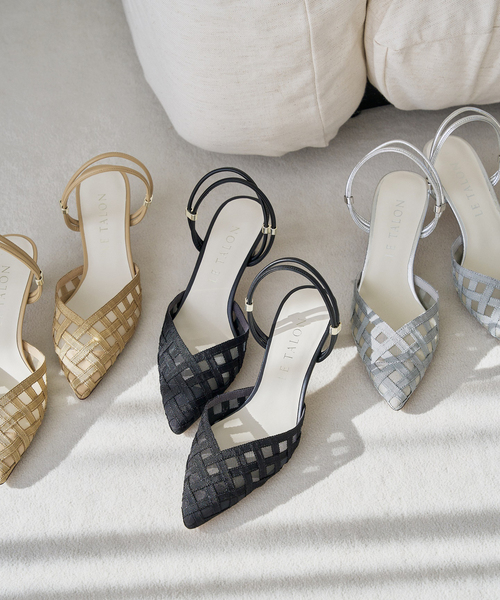 LE TALON パンプス 5cmポインテッドGINGHAMアンクルパンプス