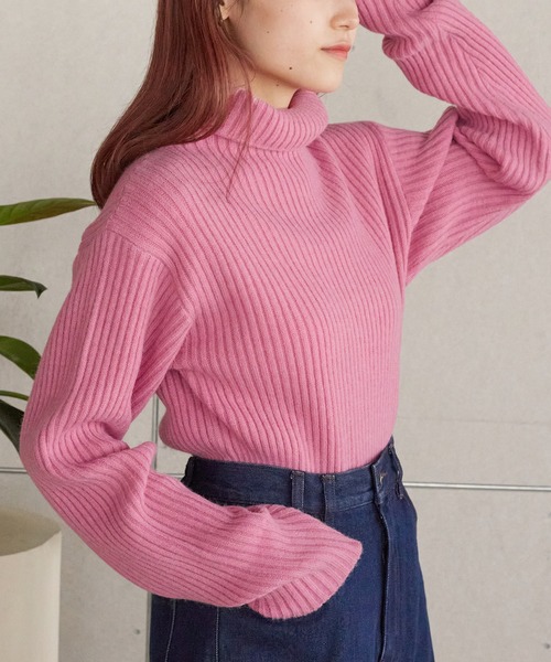 「w closet」 タートルネックニット FREE ピンク レディース_画像5