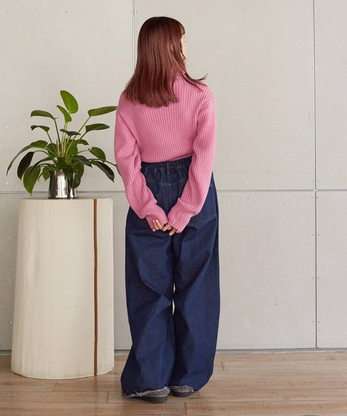 「w closet」 タートルネックニット FREE ピンク レディース_画像8