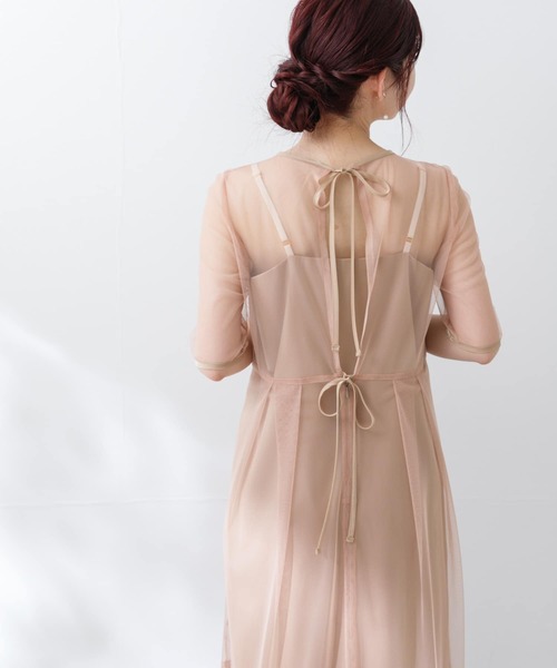 kaene ワンピース kaene シャンブレーキャミドッキングドレス(sh