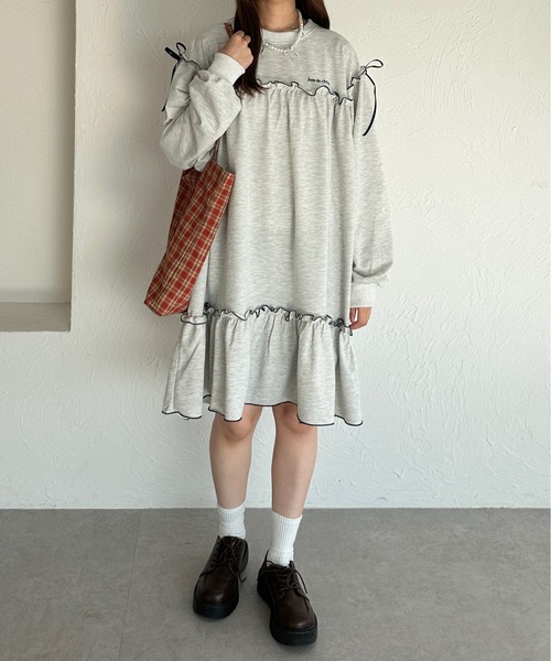 kutir（クティール） ワンピース 配色メロースウェットミニワンピース