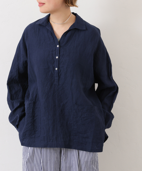 【極美品】ジャーナルスタンダード　リネンシャツ　スキッパー　ダンガリーシャツ 極美品】ジャーナルスタンダード リネンシャツ スキッパー