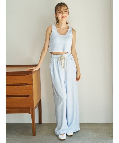 ジェラートピケ 新品パイルシャツロングパンツセット gelato pique パジャマ ルームウェア リゾートパイルロング