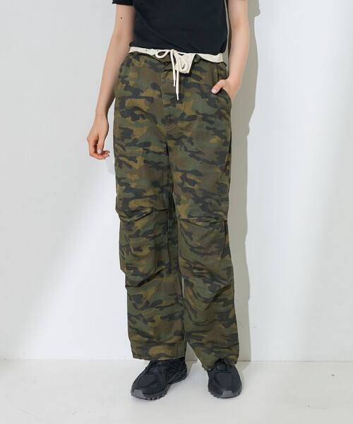 FREAK'S STORE パンツ ワンウォッシュ カモ柄パンツ/迷彩ワイド