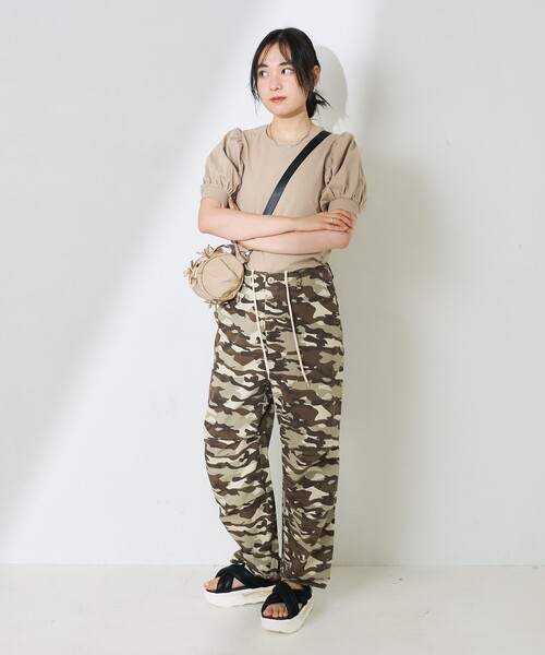 迷彩柄ワイドパンツ ミリタリーパンツ レディース 迷彩柄[品番：OCGW0002829]｜ONE 4