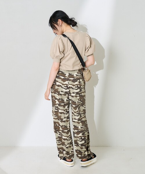 迷彩柄ワイドパンツ FREAK'S STORE パンツ ワンウォッシュ カモ柄パンツ/迷彩ワイド