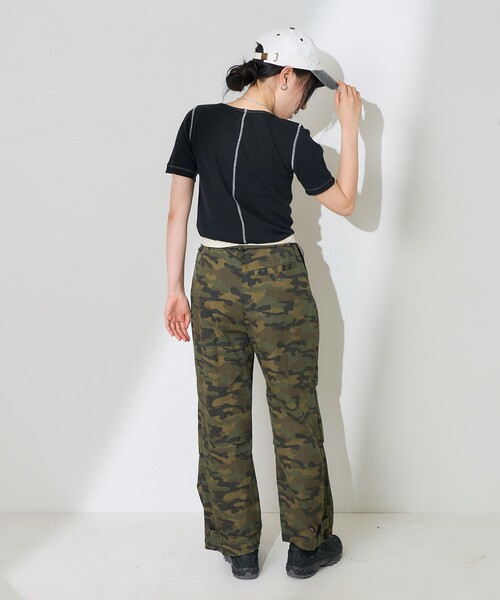 FREAK'S STORE パンツ ワンウォッシュ カモ柄パンツ/迷彩ワイド