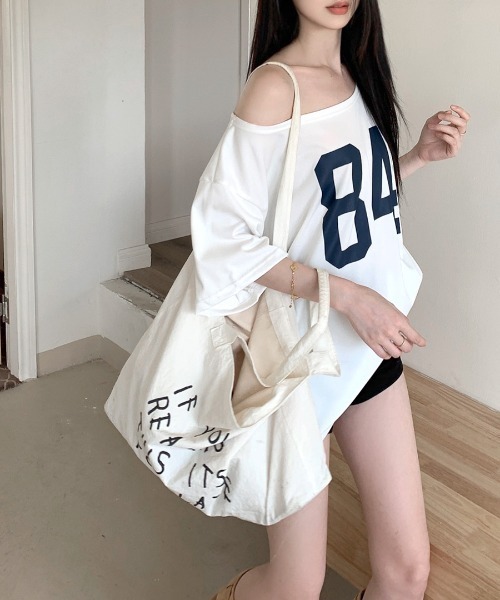 tシャツ ワンショルダーユニフォームTシャツ レディース REMUR tシャツ ワンショルダーナンバリングトップス レディース