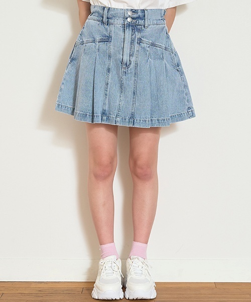 LOVETOXIC スカート 美脚見えデニムプリーツスカート キッズ 子供服
