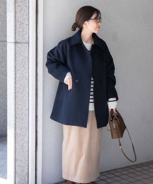 「URBAN RESEARCH DOORS」 ピーコート MEDIUM ネイビー レディース_画像9