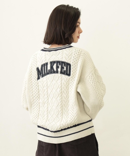 ニット セーター MILKFED. PATCH V-NECK KNIT レディース