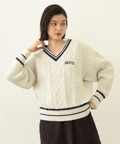 MILKFED.（ミルクフェド） ニット セーター MILKFED. PATCH V-NECK
