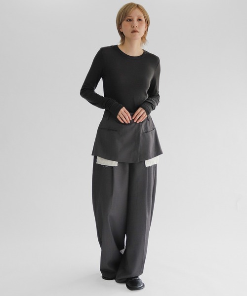 lit ワイドパンツ スラックス パンツ Layered Like Slacks レディース