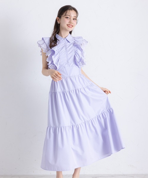 値下げ❗️新品タグ付き　ワンピース シャツ　フリル　クレストブリッジ FREAK'S STORE ワンピース 裾フリル ピグメントワンピース/T