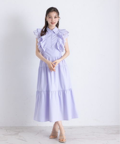 tocco closet ワンピース フラワーレース×フリル付きティアード