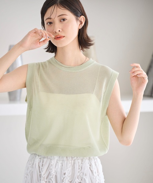 meilmada ニット セーター シアーノースリーブニット レディース