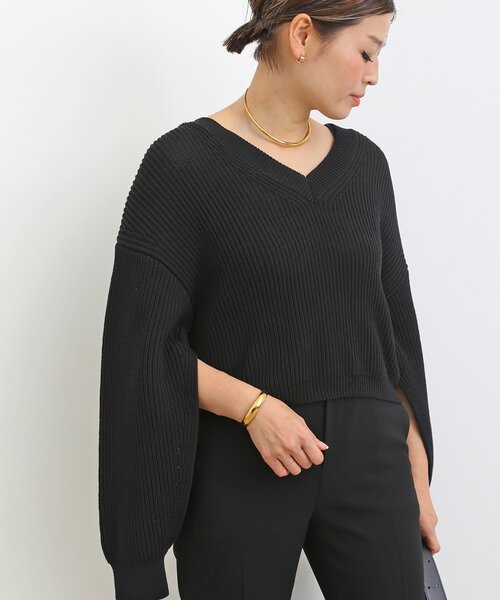 「Deuxieme Classe」 Vネックニット - ブラック レディース