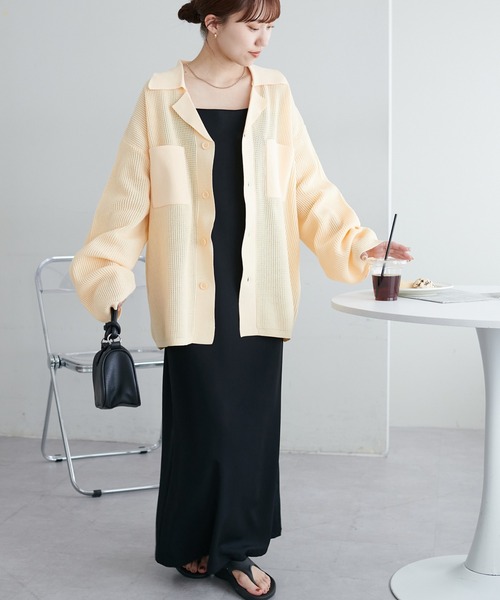 「DISCOAT」 ニットカーディガン LARGE アイボリー レディース