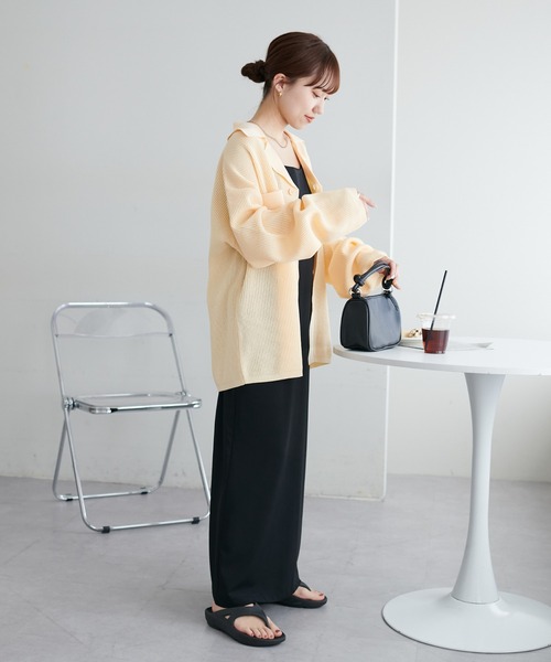 「DISCOAT」 ニットカーディガン LARGE アイボリー レディース