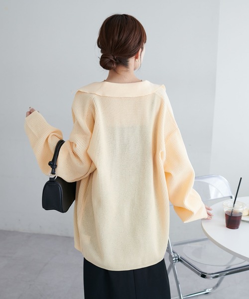 「DISCOAT」 ニットカーディガン LARGE アイボリー レディース