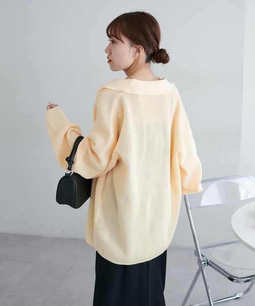 「DISCOAT」 ニットカーディガン LARGE アイボリー レディース