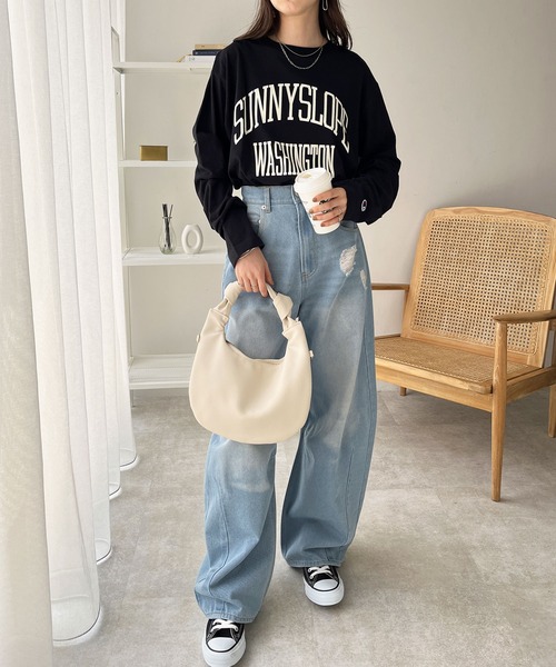 「Champion」 スウェットカットソー LARGE ブラック レディース Champion 「Champion」 長袖カットソー LARGE ブラック